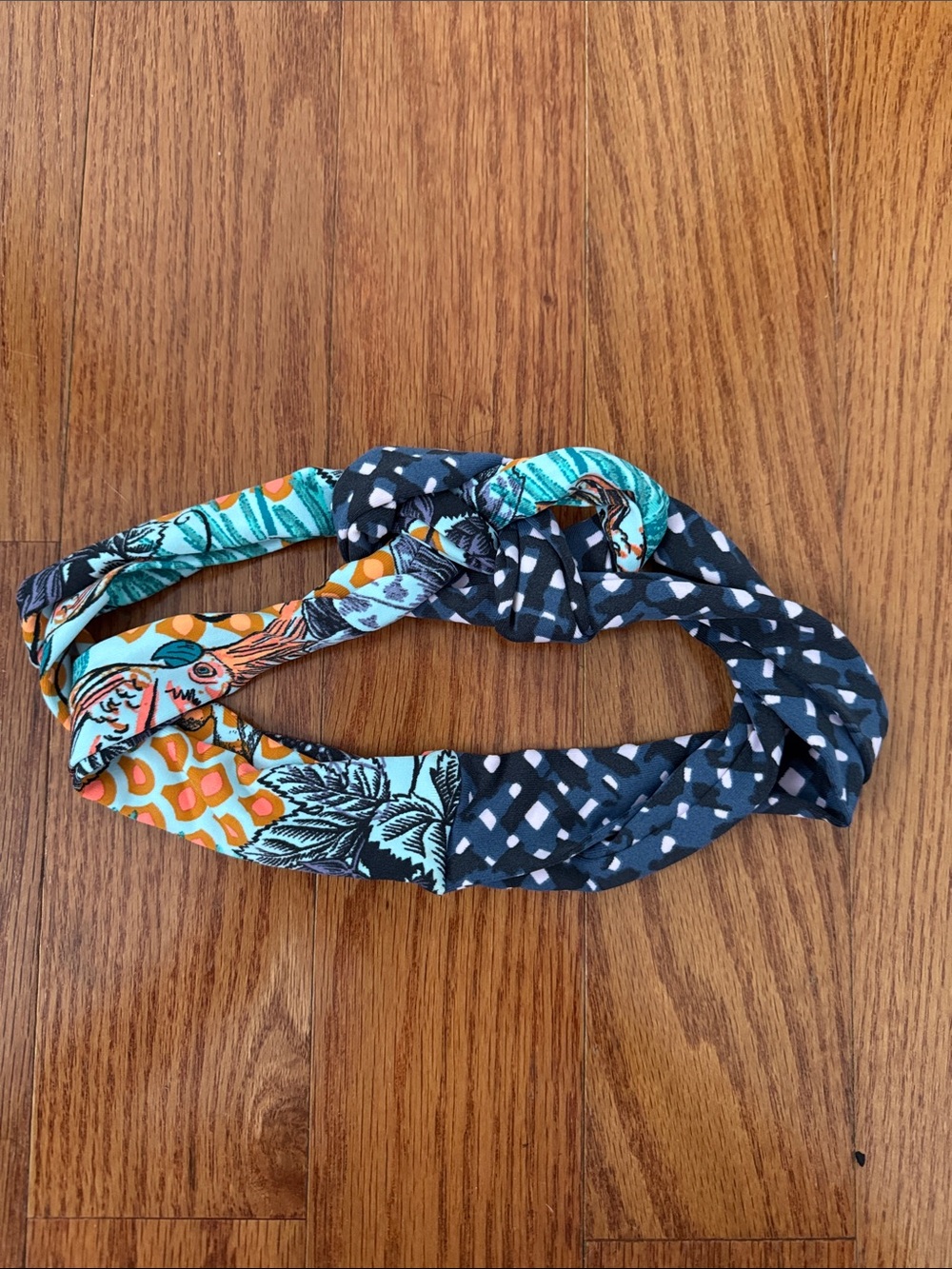 Maaji Tropical Print Knotted Headband in Teal, Navy & Orange